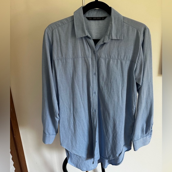Basic Blue Casual Button-Down Zara Basics Shirt - Picture 1 of 2
